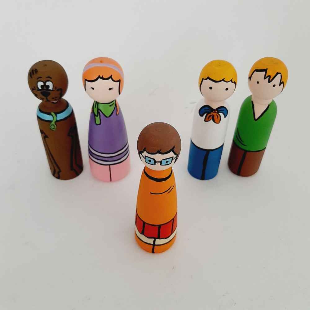 Poupées en Bois au Crochet Fait Main – Scooby-Doo | Figurines en Bois de Dessin Animé