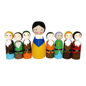Poupées en Bois au Crochet Fait Main – Blanche-Neige | Jouets en Bois de Contes de Fées