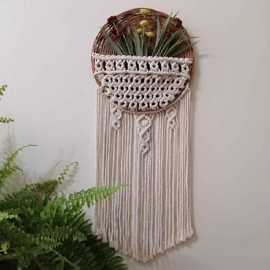 Tapisserie murale en macramé style bohème Diamant