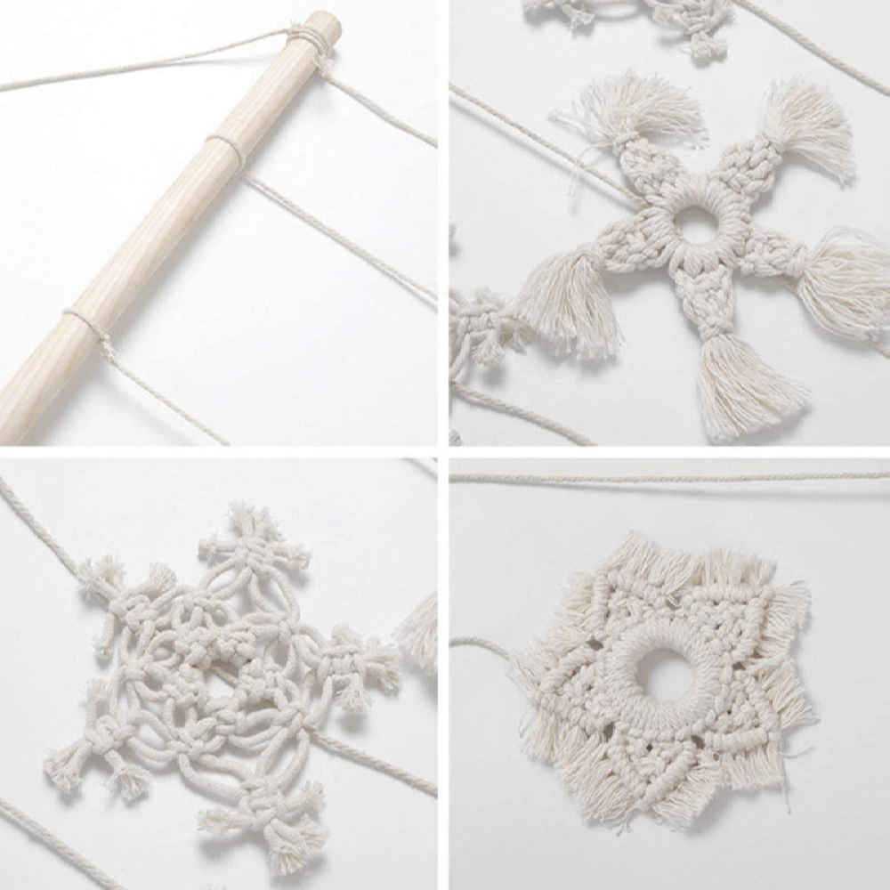 Tapisserie murale en macramé style bohème Neige
