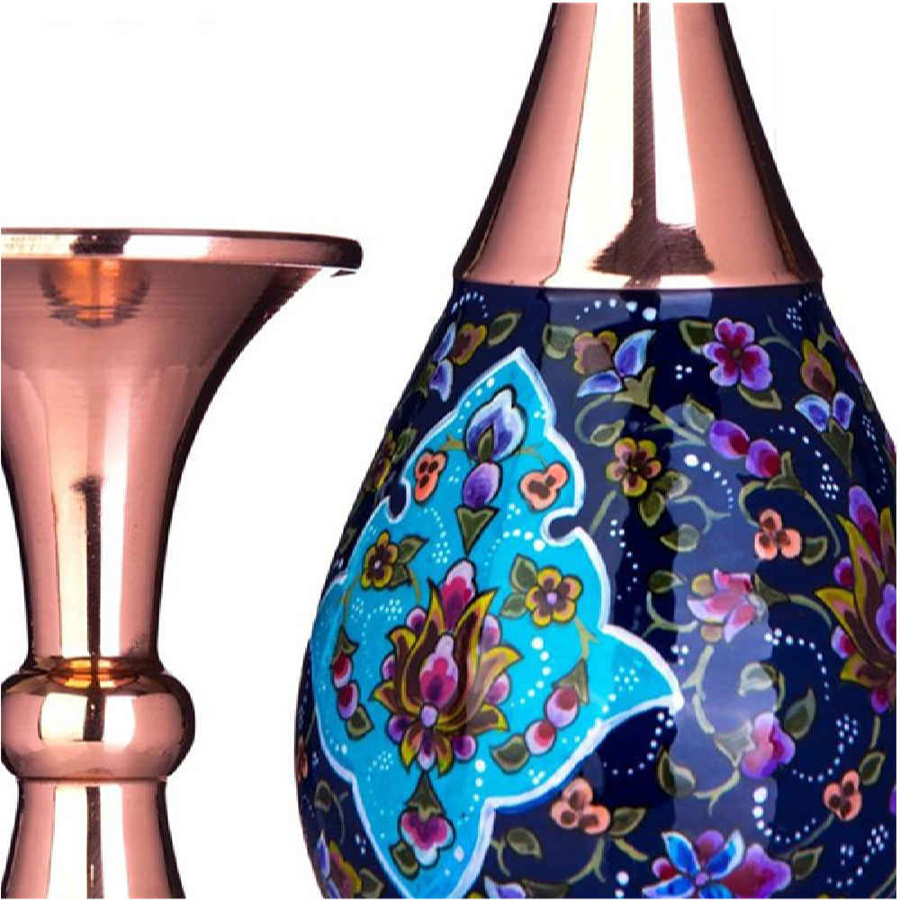 Vase en cuivre décoratif peint à la main avec émail Minakari persan Lux