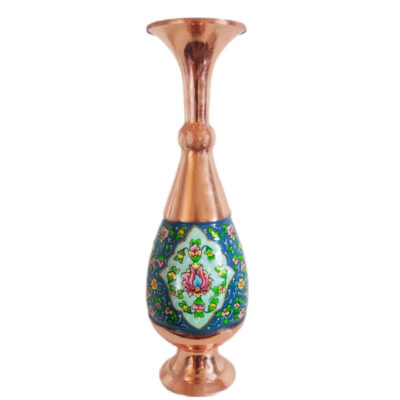 Vase en cuivre décoratif peint à la main avec émail Minakari persan Mes