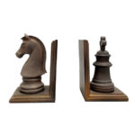 Serre-livres sculpture en polyester design échecs – idéal pour salles de jeux