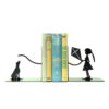 Serre-livres en métal design fille et chien – idée cadeau adaptée