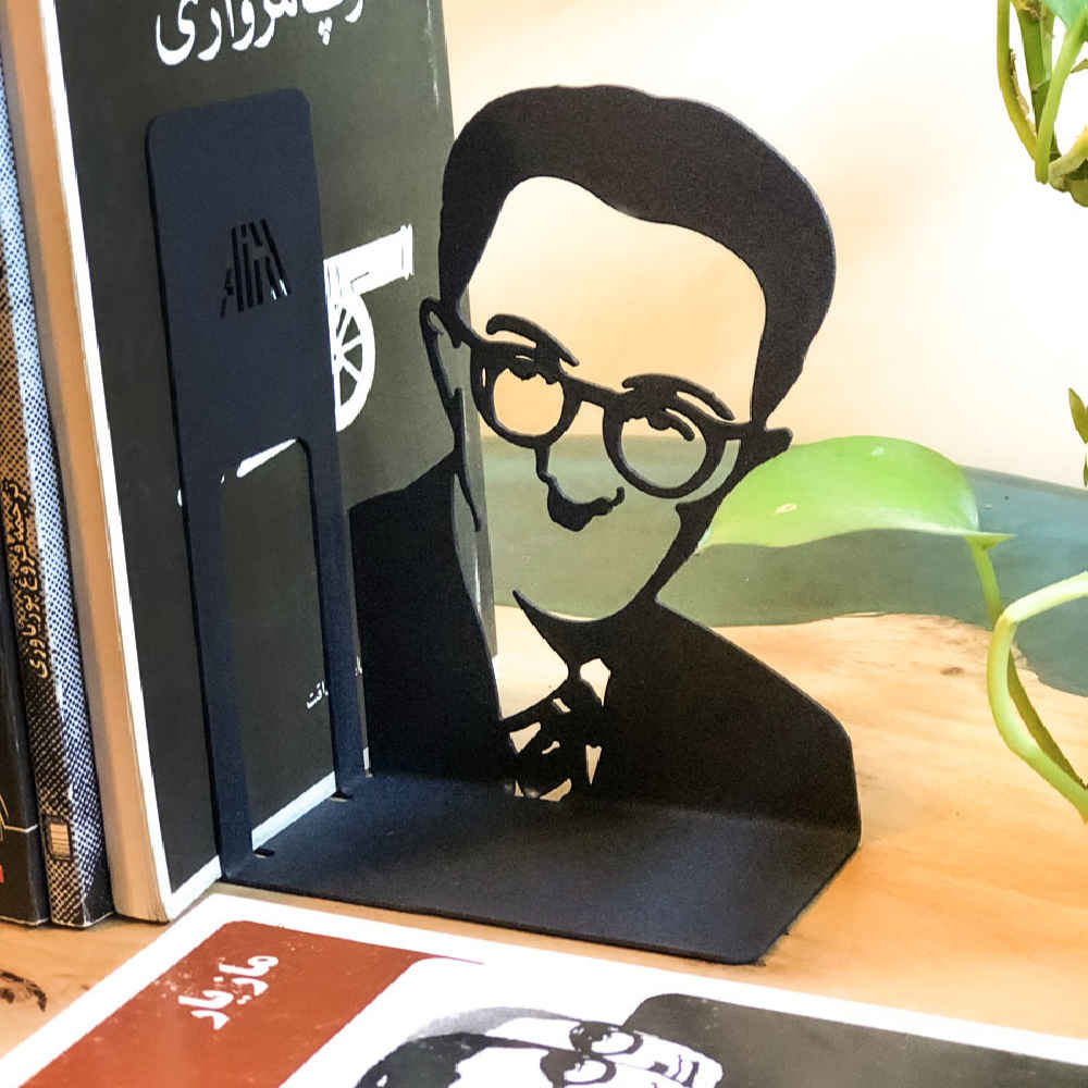 Serre-livres en métal portrait de Sadegh Hedayat – parfait pour coins littéraires