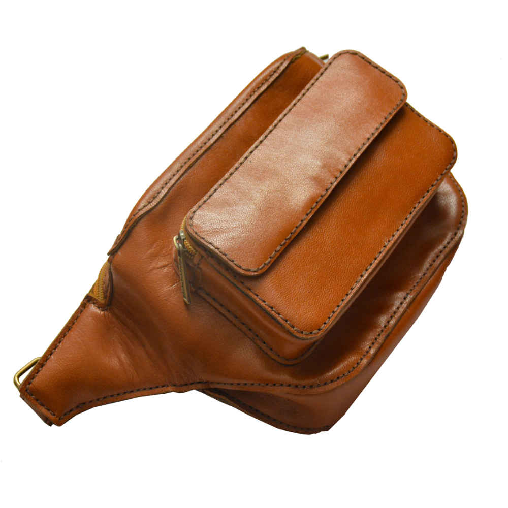 Sac banane en cuir véritable avec ceinture réglable – Élégance féminine