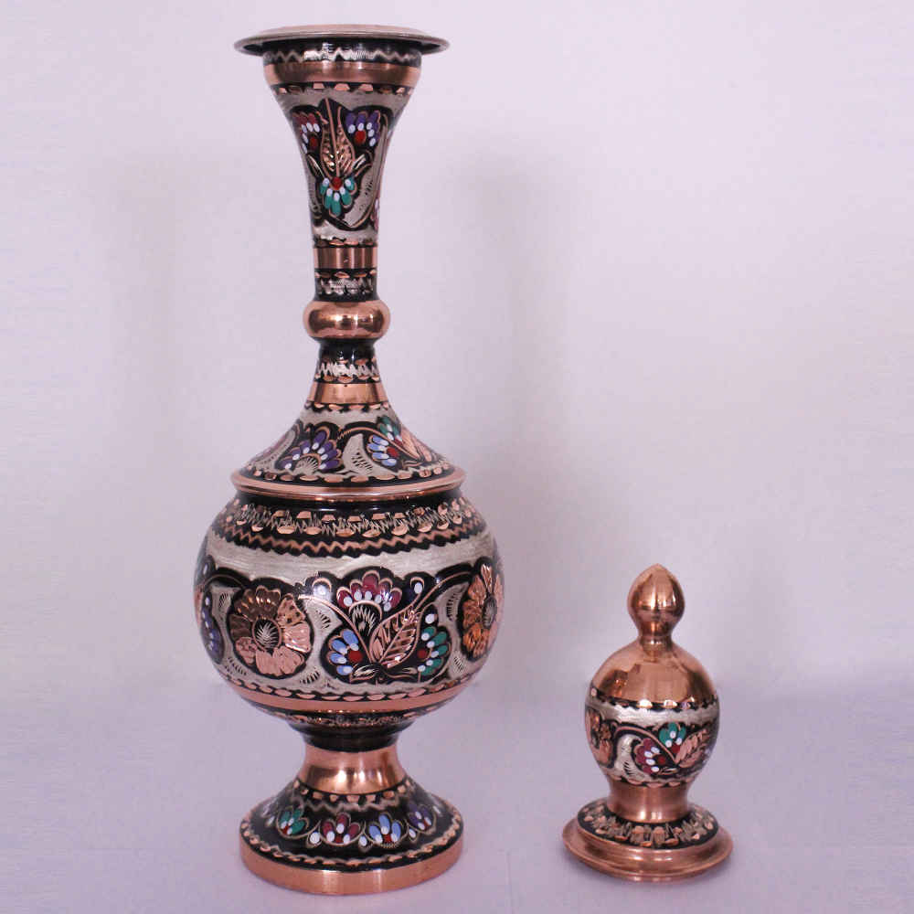 Bouteille décorative en cuivre – Émail Minakari persan Rima