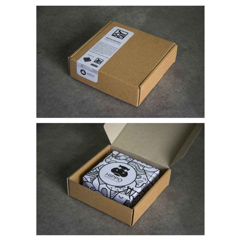 Cendrier en ciment persan – Forme carrée moderne avec calligraphie Hich