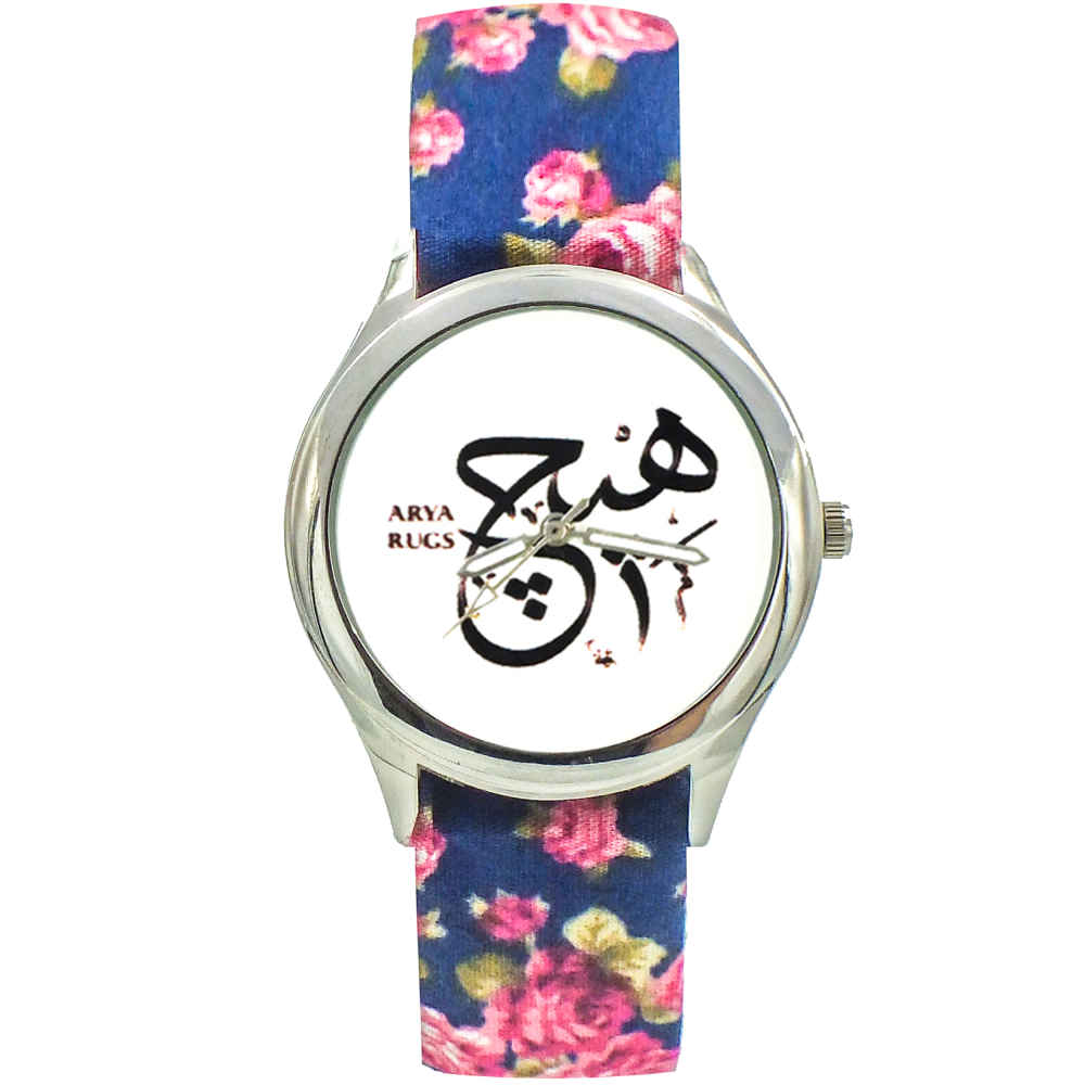 Montre foulard en tissu floral bohème pour femmes – Calligraphie perse Hich