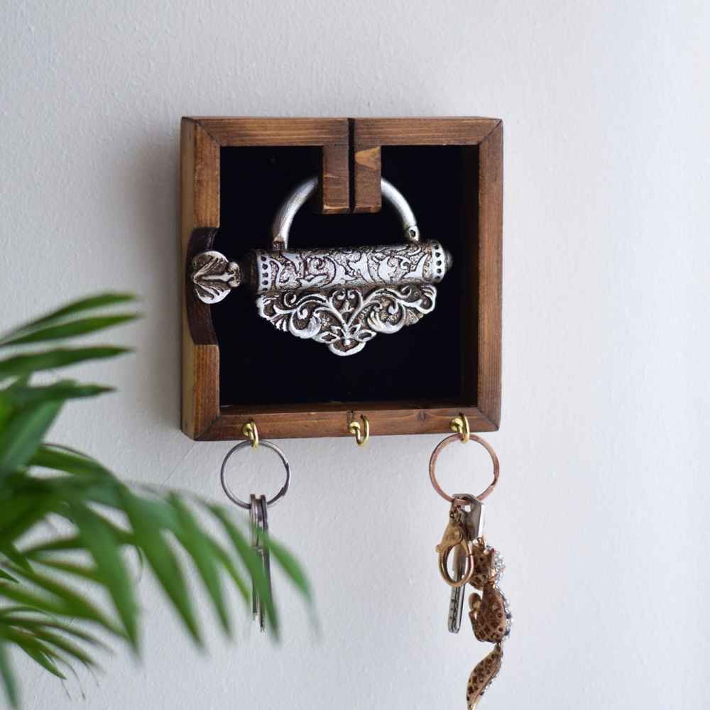Porte-clés mural décoratif avec design Argenté