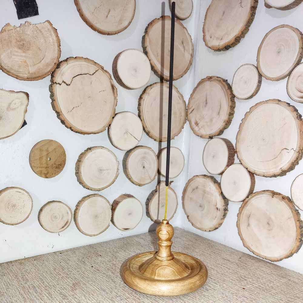 Porte-encens en bois – Modèle rond Sima (lot de 2)