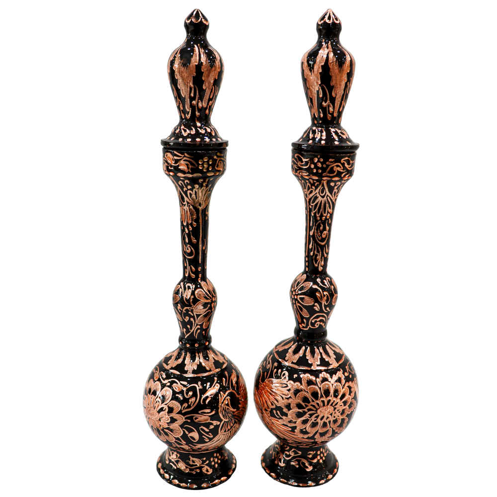 Bouteille décorative en cuivre - Gravure persane artisanale Esalat (lot de 2)
