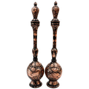 Bouteille décorative en cuivre – Gravure persane artisanale Shokoh (lot de 2)