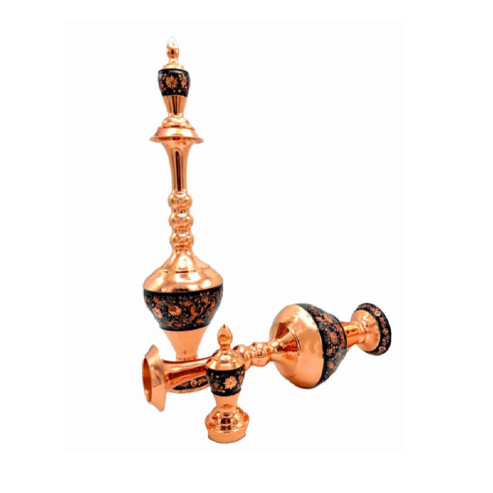 Bouteille décorative en cuivre – Gravure persane artisanale Tong (lot de 2)
