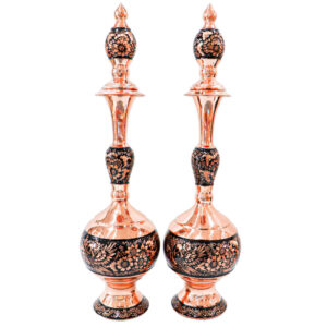 Bouteille décorative en cuivre – Gravure persane artisanale Yara (lot de 2)