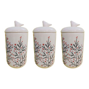 Ensemble de bocaux en céramique – Idéal pour le rangement et l’organisation de la cuisine, Fleur (3x)