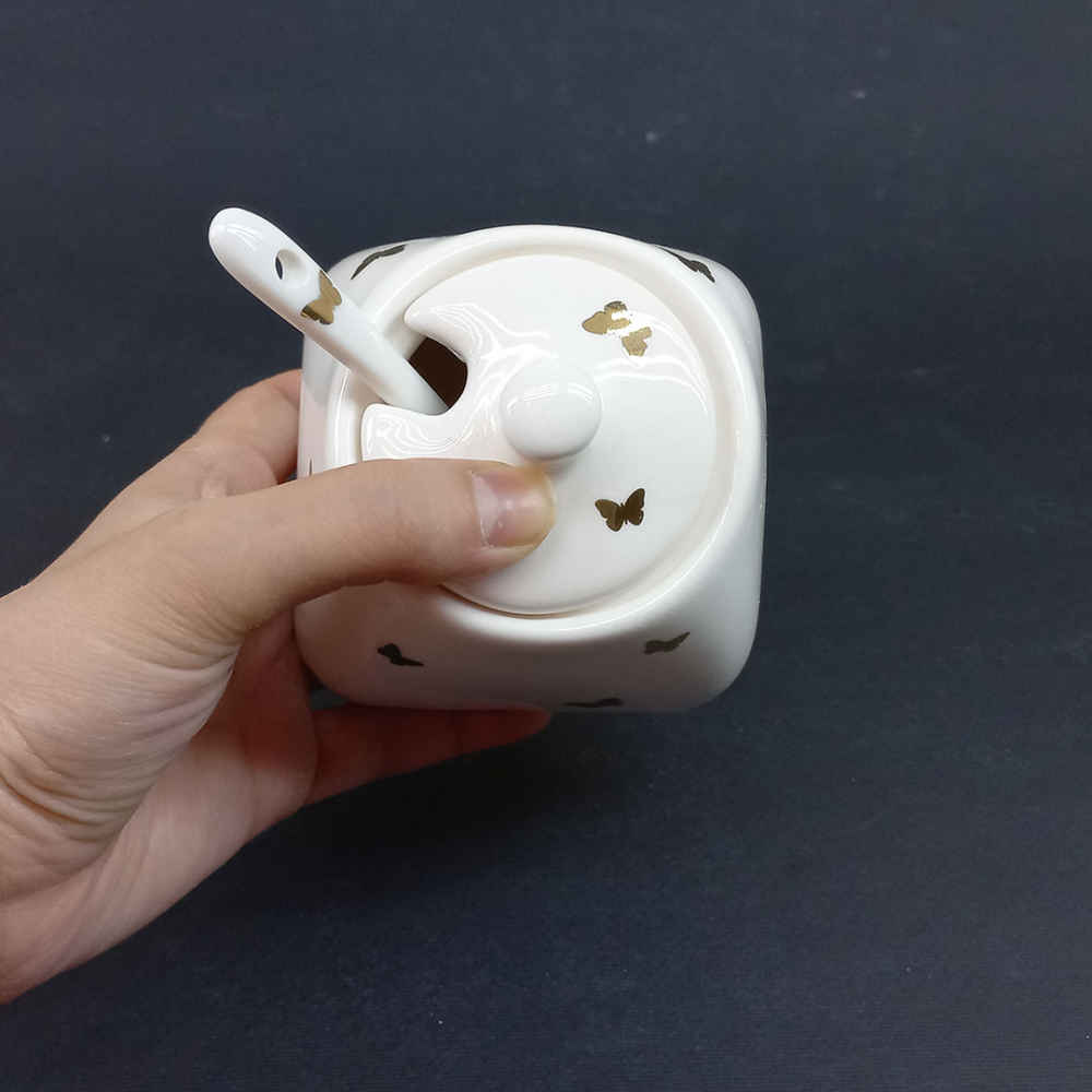 Pot de stockage en céramique – Rangement élégant pour café, thé, et plus, Papillon