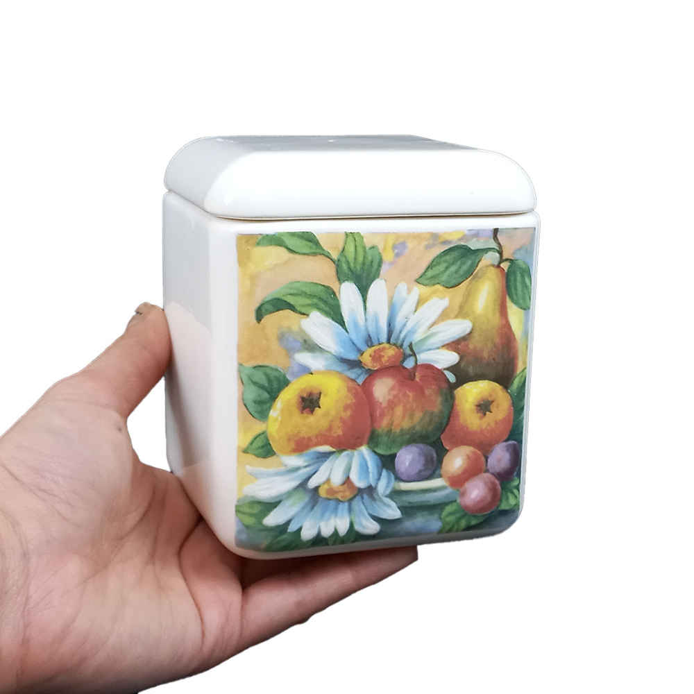 Ensemble de bocaux en céramique – Idéal pour le rangement et l’organisation de la cuisine, Fruits (3x)