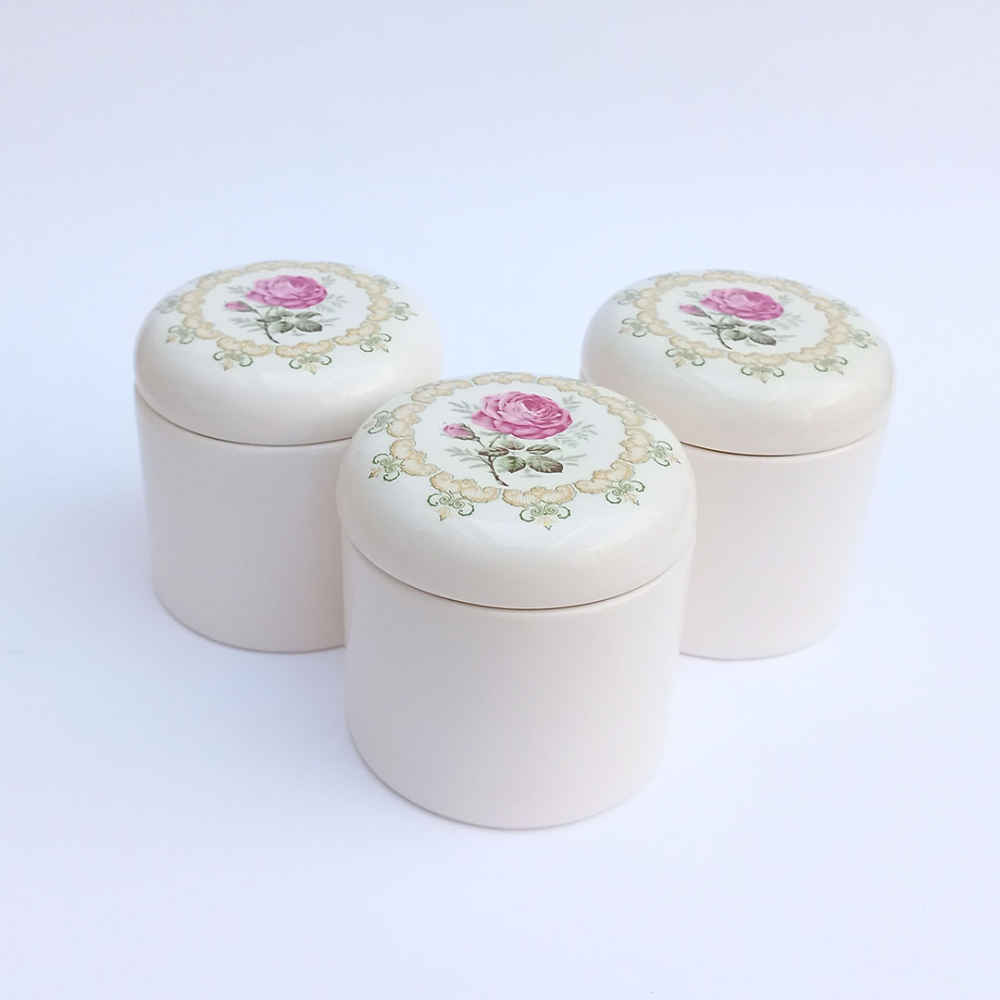 Ensemble de bocaux en céramique – Idéal pour le rangement et l’organisation de la cuisine, Rose (3x)