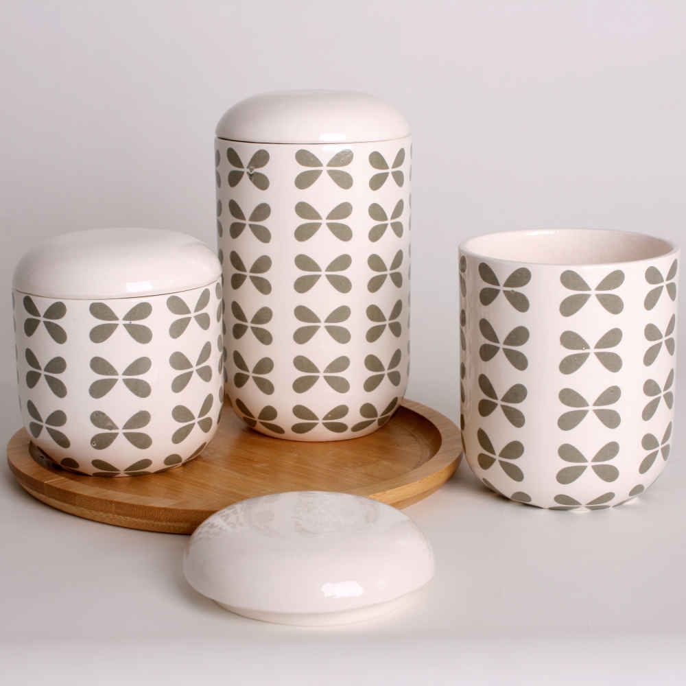 Ensemble de bocaux en céramique – Rangement élégant pour le café, le thé, et plus, Ensemble de 3