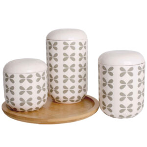 Ensemble de bocaux en céramique – Rangement élégant pour le café, le thé, et plus, Ensemble de 3