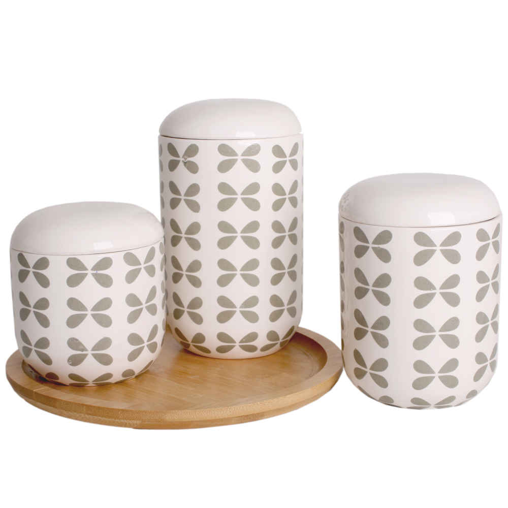 Ensemble de bocaux en céramique - Rangement élégant pour le café, le thé, et plus, Ensemble de 3