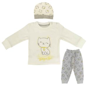 Ensemble de vêtements pour nouveau-né 3 pièces modèle Chat