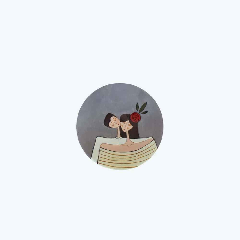 Ensemble de 3 Assiettes Décoratives en Céramique Peintes à la Main Portrait d’Amour