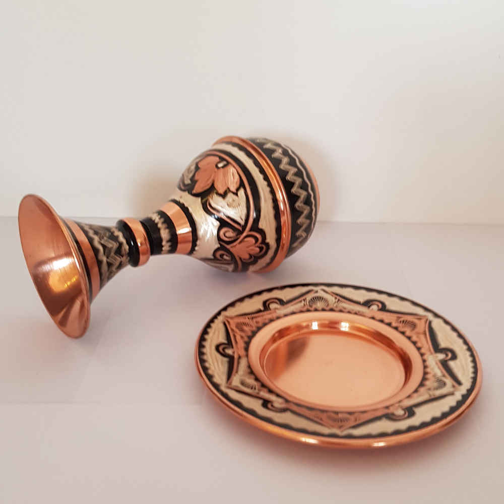 Vase en cuivre décoratif peint à la main avec émail Minakari persan Helen