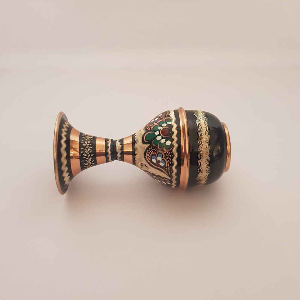 Vase en cuivre décoratif peint à la main avec émail Minakari persan Samin