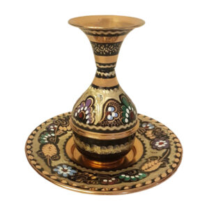 Vase en cuivre décoratif peint à la main avec émail Minakari persan Samin