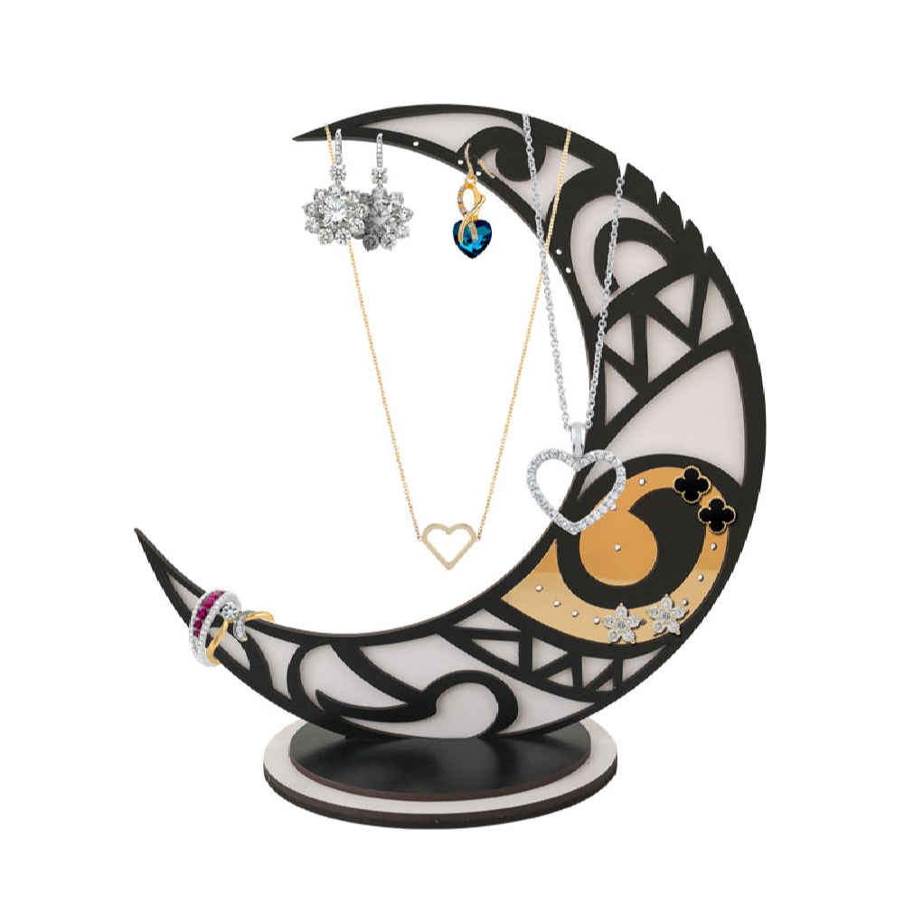 Présentoir et organisateur de bijoux en bois modèle Lune