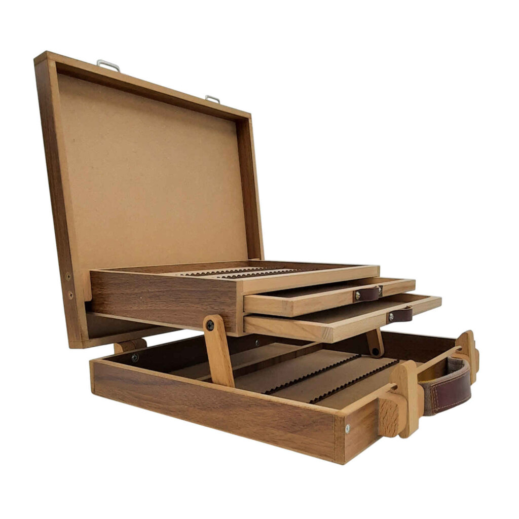 Coffret en bois de 120 crayons avec tiroir – Collection Pasargad pour artistes