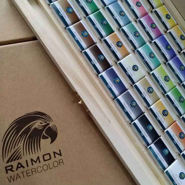 Coffret en bois de 45 aquarelles Raimon