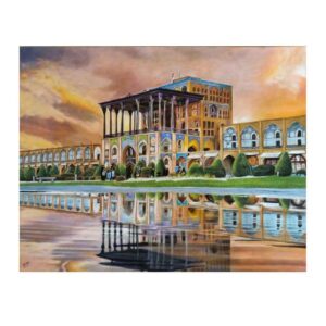 Dessin réaliste original : Pastel sur carton, Palais d’Aali Qapu