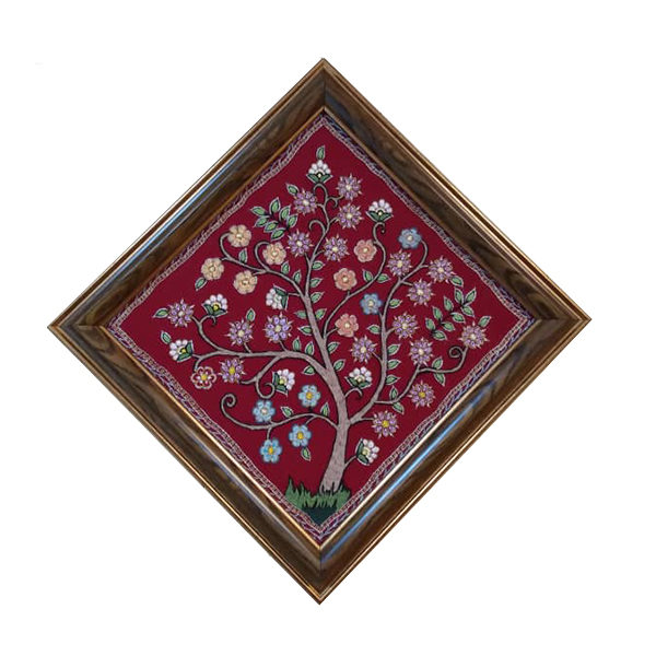 Tapisserie murale brodée persane – Art textile arbre de vie floral