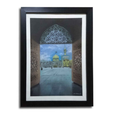 Original Realism Drawing - Pastel on Cardboard, Imam Reza Holy Shrine