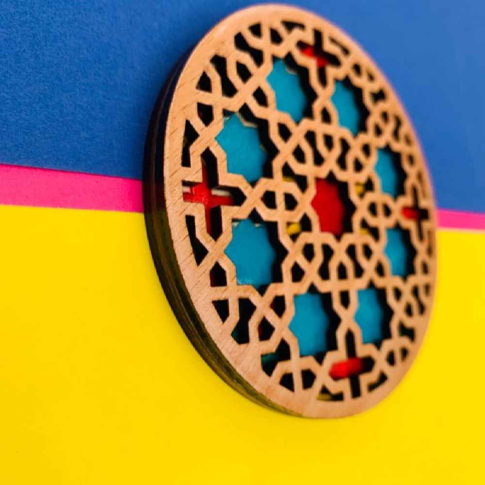 Sous-verres Géométriques en Bois avec le Design Afra (x2)