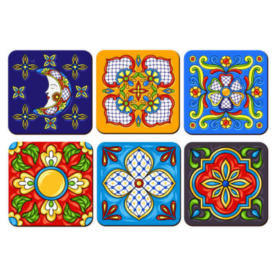 Magnifiques Dessous de Verre en Bois Floraux – Set de Protections de Verre Carré Artistique