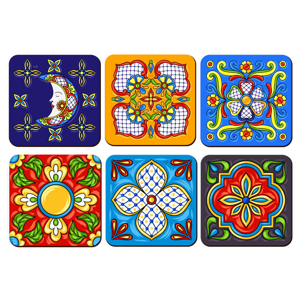 Ensemble de Dessous de Verre avec Motif Artistique d'Inspiration Persane Beau