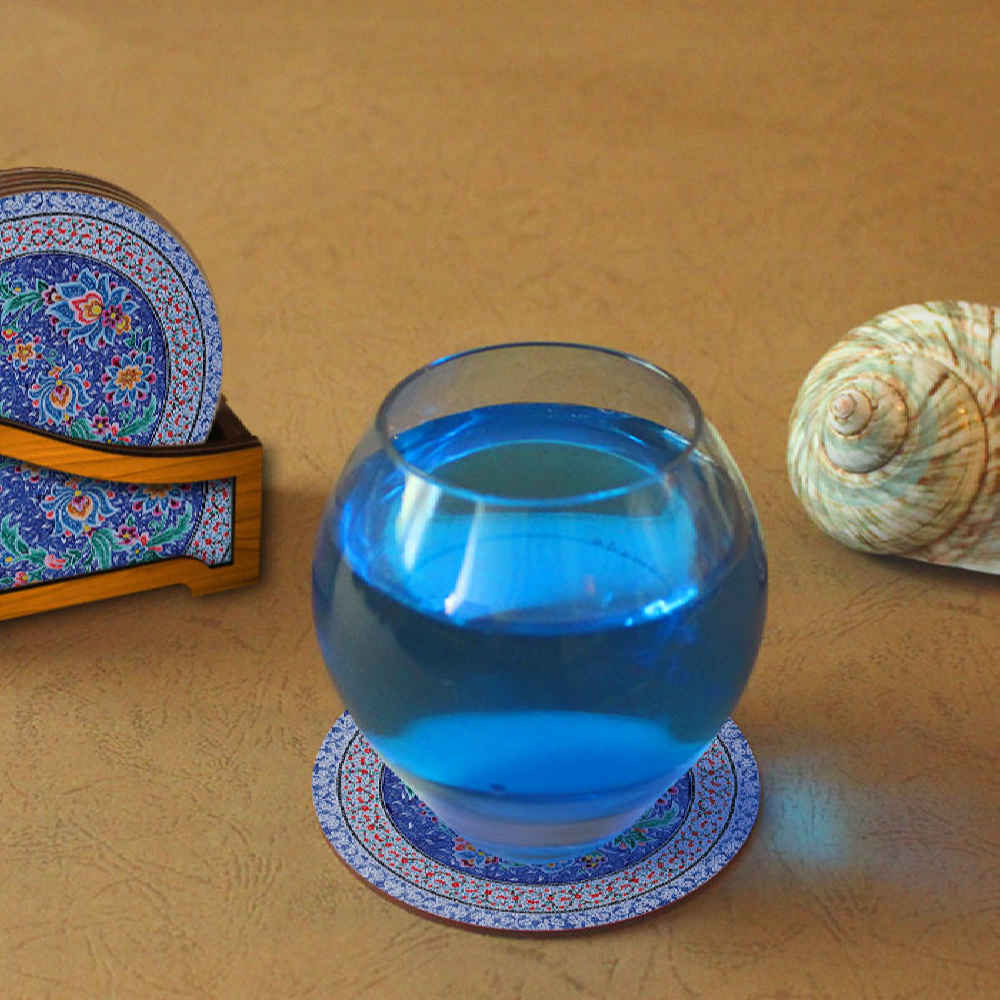 Ensemble de Dessous de Verre et Support avec Motif Artistique d’Inspiration Persane Gelareh