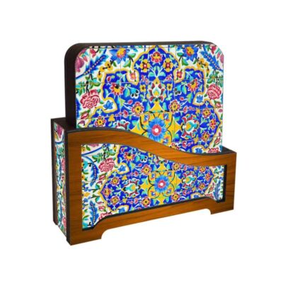 Dessous de Verre Floraux Iraniens Kaashi avec Support – Set Artistique en Bois Carré
