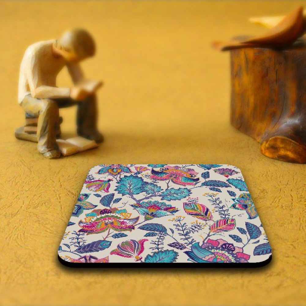 Ensemble de Dessous de Verre et Support avec Motif Artistique d’Inspiration Persane Kiana