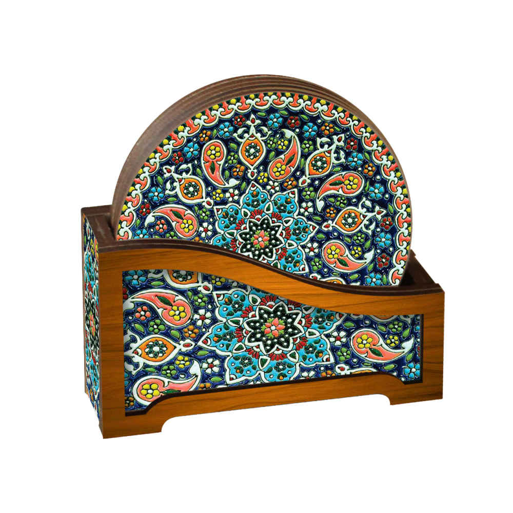 Ensemble de Dessous de Verre avec Motif de Mandalas d'Inspiration Persane Luxino