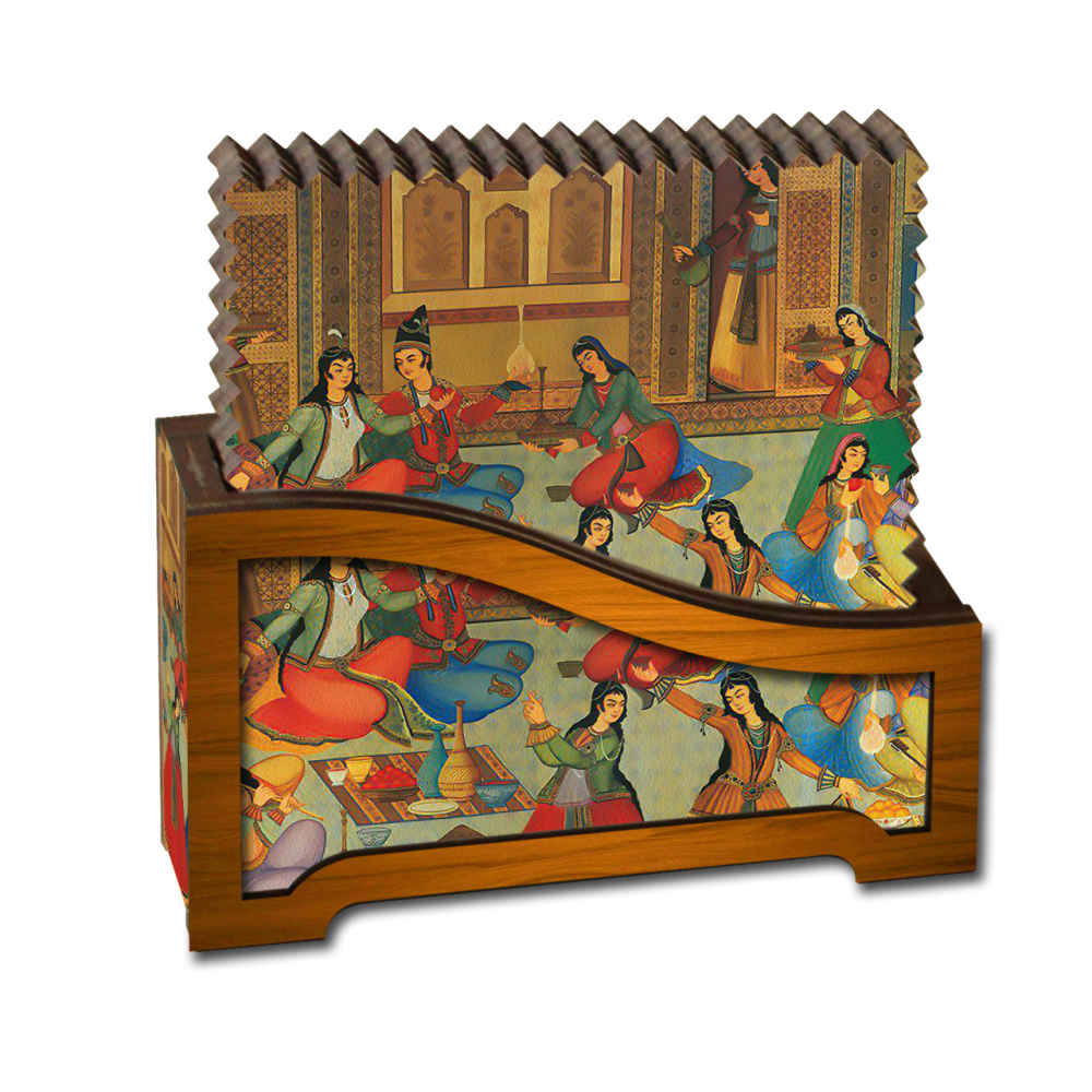Ensemble de Dessous de Verre et Support avec Motif Artistique d'Inspiration Persane Rima
