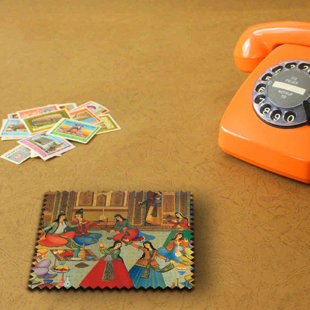 Ensemble de Dessous de Verre et Support avec Motif Artistique d’Inspiration Persane Rima