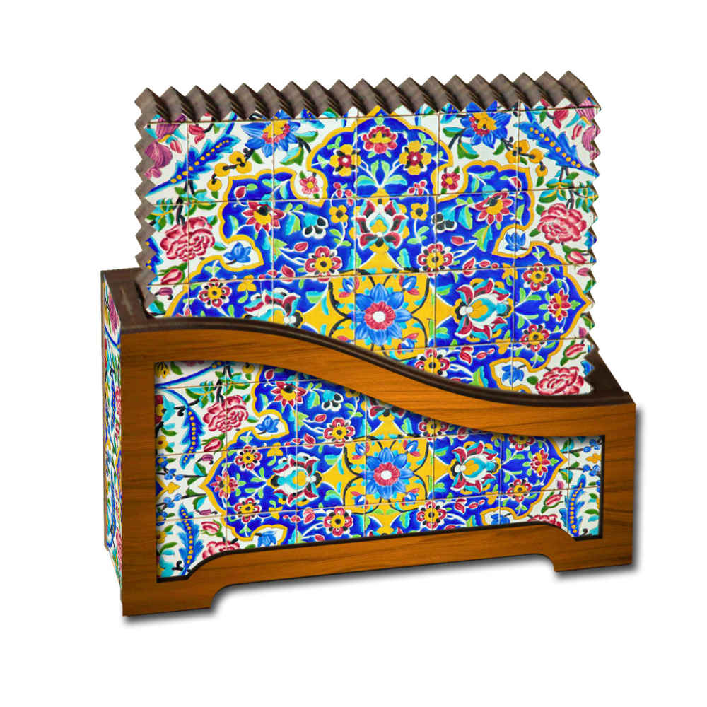 Ensemble de Dessous de Verre et Support avec Motif Artistique d'Inspiration Persane Saleh