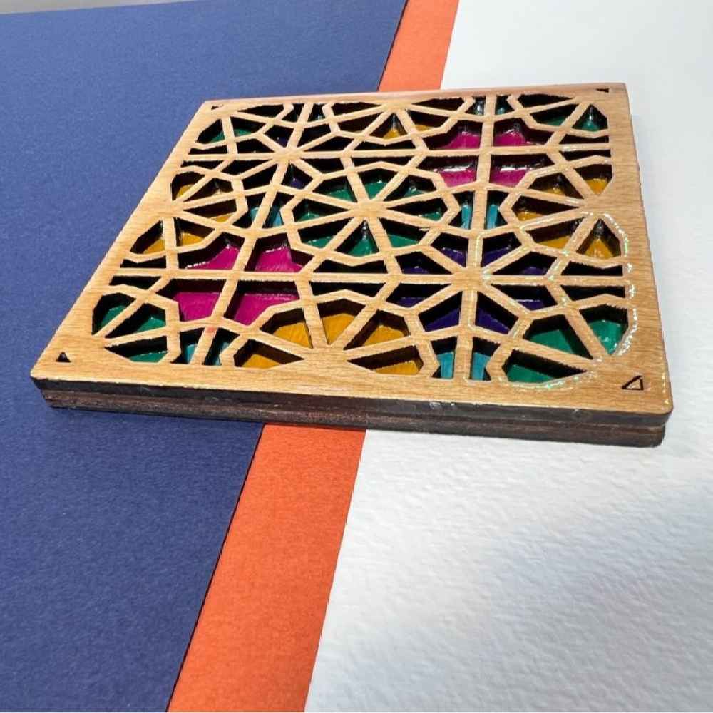 Sous-verres Géométriques en Bois avec le Design Tara (x2)