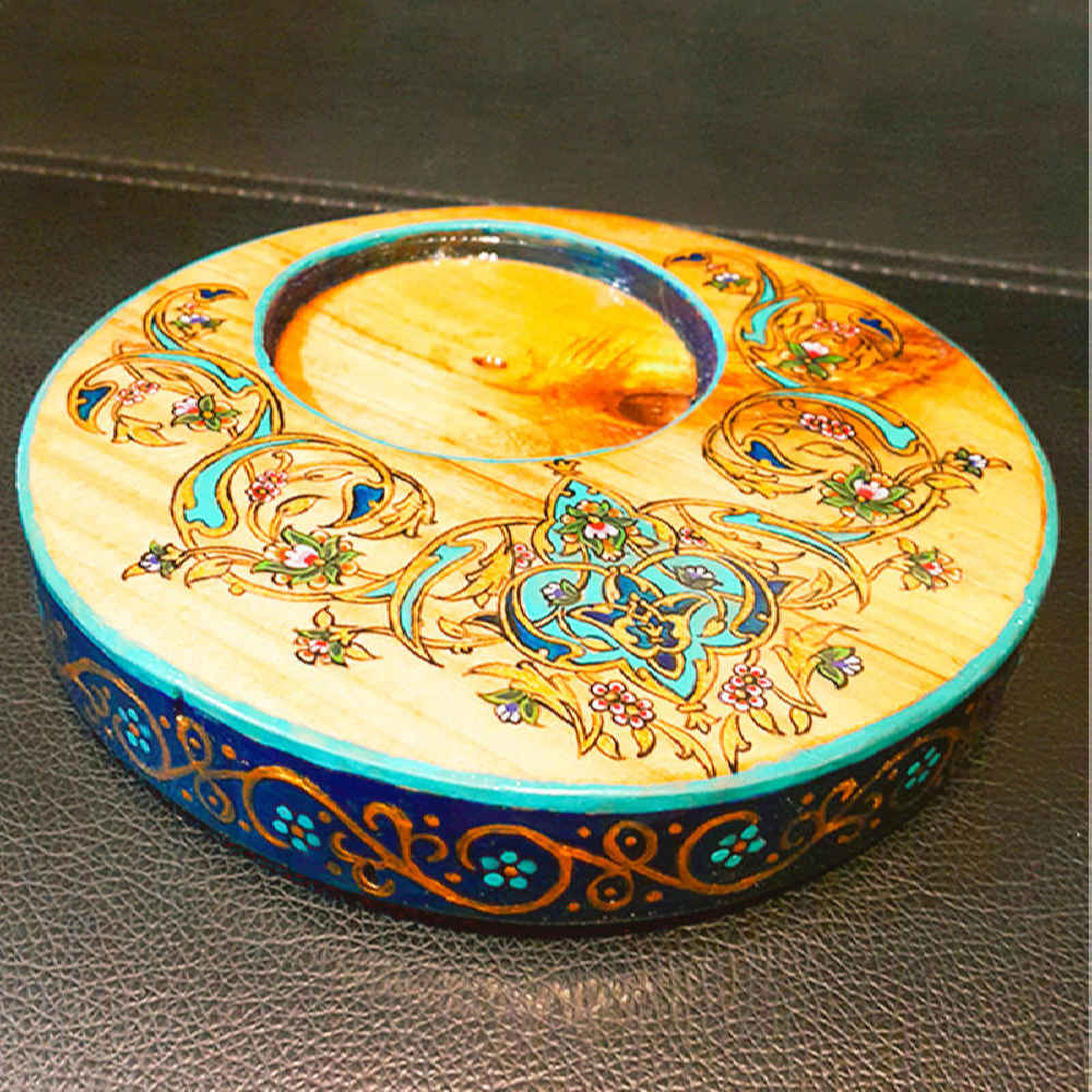 Ensemble de Dessous de Verre avec Motif Artistique d’Inspiration Persane Tazhib