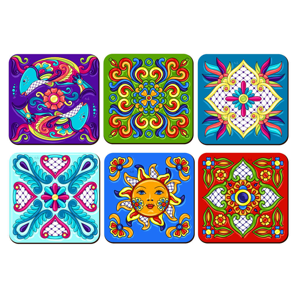Ensemble de sous-verres artistiques avec le design Carreau